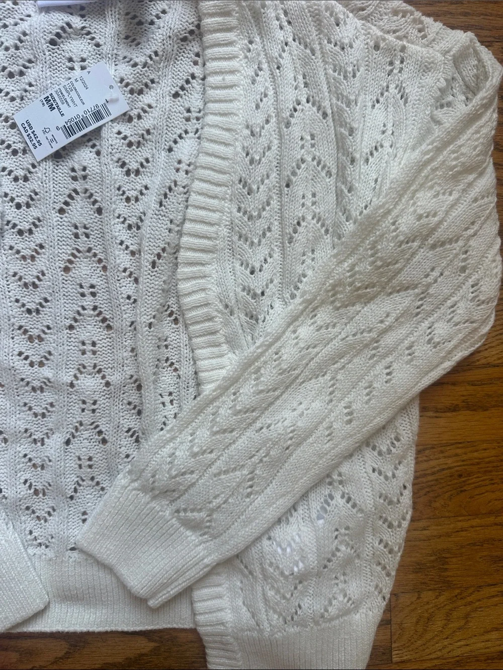 The Children's Place Ivory Open-Front Eyelet Knit Cardigan